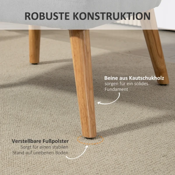 Accentstoel In Scandinavische Stijl, Fluweel, 25D Schuim, Hevea Houten Poten, Beige, 63x69x79,5 Cm 5