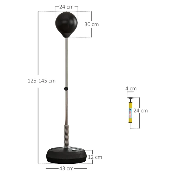 Boksbalset Voor Tieners, In Hoogte Verstelbaar, Inclusief Bokshandschoenen En Pomp, Zwart 3