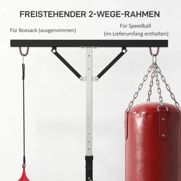 Bokszakstandaard, In Hoogte Verstelbaar, Met Speedball, Metalen Frame, 160L X 145B X 175-220H Cm, Zwart 4