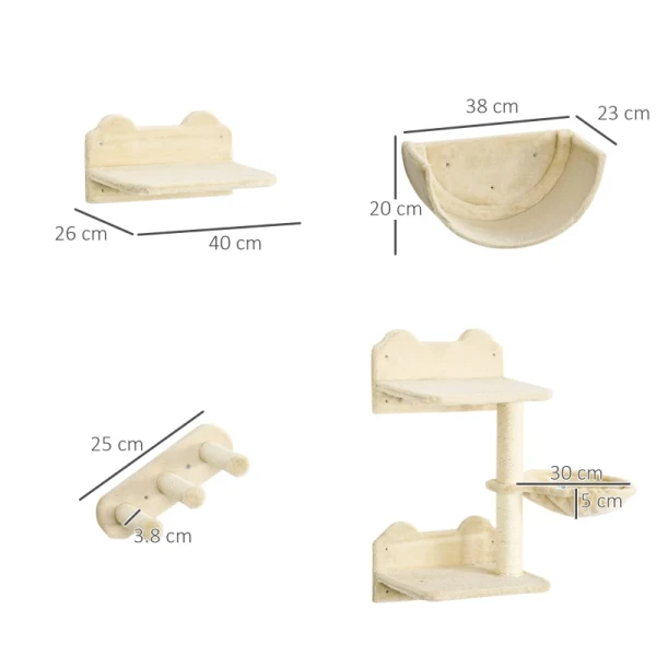 Cat Klimwandset 4-delig 3-delig Platformladder Spaanplaat Beige 3