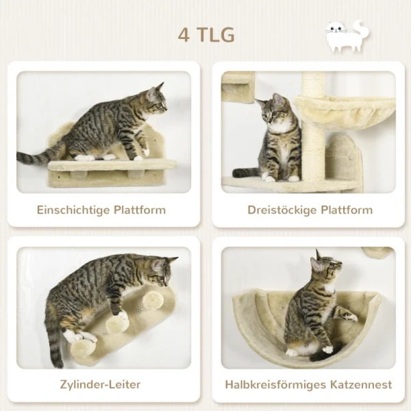 Cat Klimwandset 4-delig 3-delig Platformladder Spaanplaat Beige 5