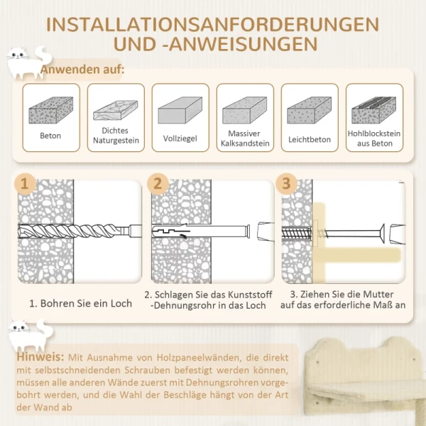 Cat Klimwandset 4-delig 3-delig Platformladder Spaanplaat Beige 7