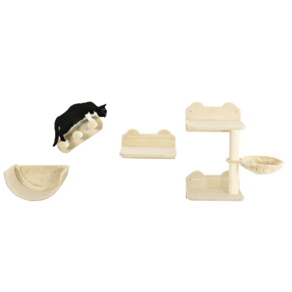 Cat Klimwandset 4-delig 3-delig Platformladder Spaanplaat Beige 1