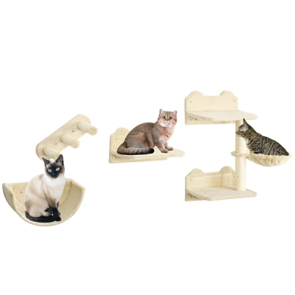 Cat Klimwandset 4-delig 3-delig Platformladder Spaanplaat Beige 10