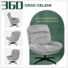 Draaifauteuil, 360 Graden Draaibaar, Chenille Stof, Geïntegreerde Armleuningen, Stalen Poten, Grijs, Zwart 4