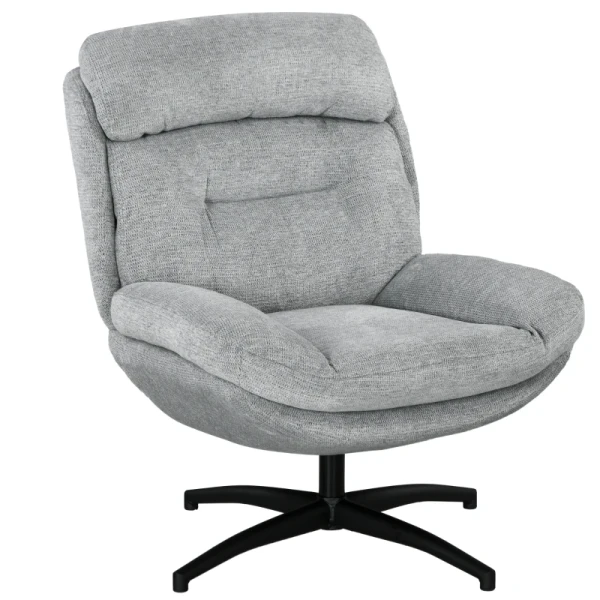 Draaifauteuil, 360 Graden Draaibaar, Chenille Stof, Geïntegreerde Armleuningen, Stalen Poten, Grijs, Zwart 10