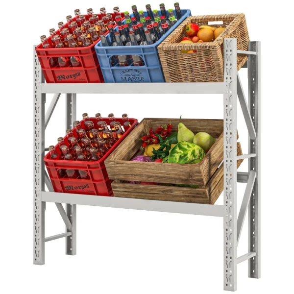 Drankkrattenrek, Tot 6 Kratten, In Hoogte Verstelbaar, Stalen Frame, 110x30x110 Cm, Wit 1