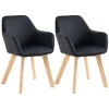 Eetkamerstoelen, Set Van 2, Modern Design, Fluwelen Look, Rubberboomhout, 54x57x80 Cm, Zwart 1