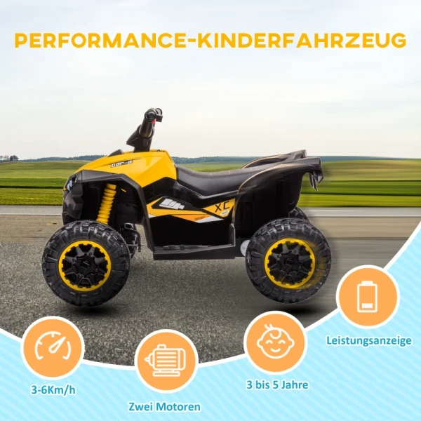 Elektrische Kinderquad, LED-koplamp, MP3-speler, Schokdemper, Ergonomische Stoel, Geel + Zwart 4