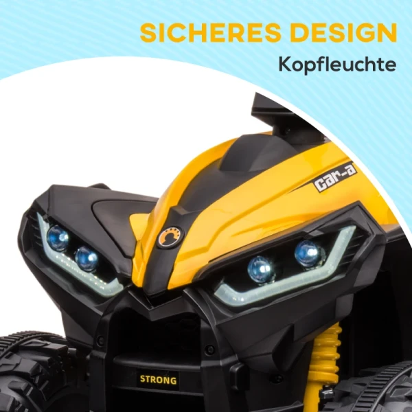 Elektrische Kinderquad, LED-koplamp, MP3-speler, Schokdemper, Ergonomische Stoel, Geel + Zwart 6