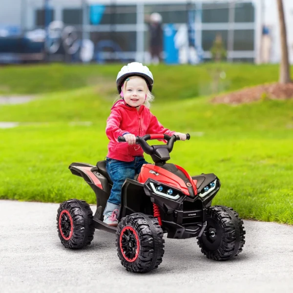 Elektrische Kinderquad, LED-koplamp, MP3-speler, Schokdemper, Ergonomische Stoel, Rood + Zwart 2