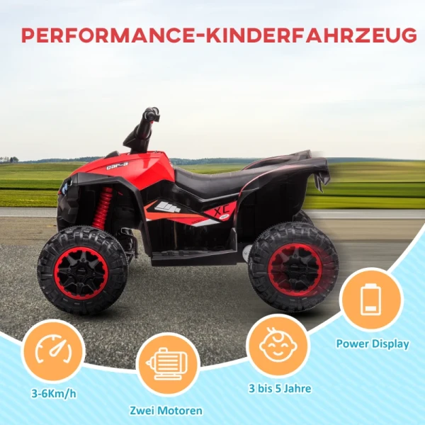 Elektrische Kinderquad, LED-koplamp, MP3-speler, Schokdemper, Ergonomische Stoel, Rood + Zwart 4