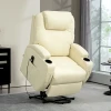 Elektrische Relaxfauteuil Met Opstahulp, Ligstoel, Bekerhouder, Kunstleer, Crèmewit 2