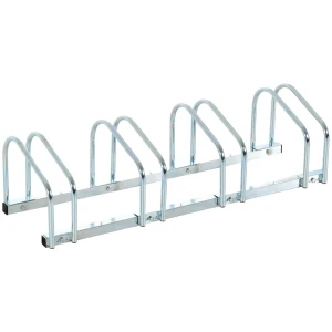 Fietsenstandaard Voor 4 Fietsen, Vloer- & Wandmontage, 110x33x27cm, Zilver 1