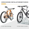 Fietsenstandaard Voor 4 Fietsen, Vloer- & Wandmontage, 110x33x27cm, Zilver 9