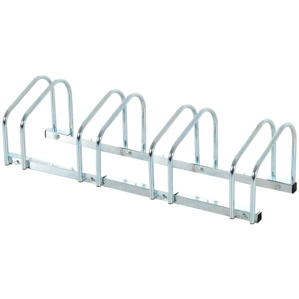 Fietsenstandaard Voor 4 Fietsen, Vloer- & Wandmontage, 110x33x27cm, Zilver 10