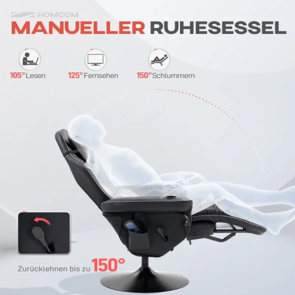 Gamestoel, Massagefunctie, Kantelbare Rugleuning, Voetsteunen, Tot 120 Kg, Stalen Frame, Kunstleer, Grijs 5