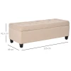 Gestoffeerde Bank Met Opbergruimte, Knoopstiksel, Tot 120 Kg, 125 X 49 X 41,5 Cm, Beige 3