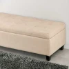 Gestoffeerde Bank Met Opbergruimte, Knoopstiksel, Tot 120 Kg, 125 X 49 X 41,5 Cm, Beige 9