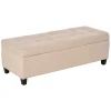 Gestoffeerde Bank Met Opbergruimte, Knoopstiksel, Tot 120 Kg, 125 X 49 X 41,5 Cm, Beige 10