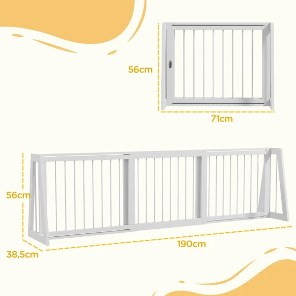 Hondenrek, Antislip, Vrijstaand, Uitschuifbaar, Houten Frame, 71-190x38,5x56cm, Wit 3