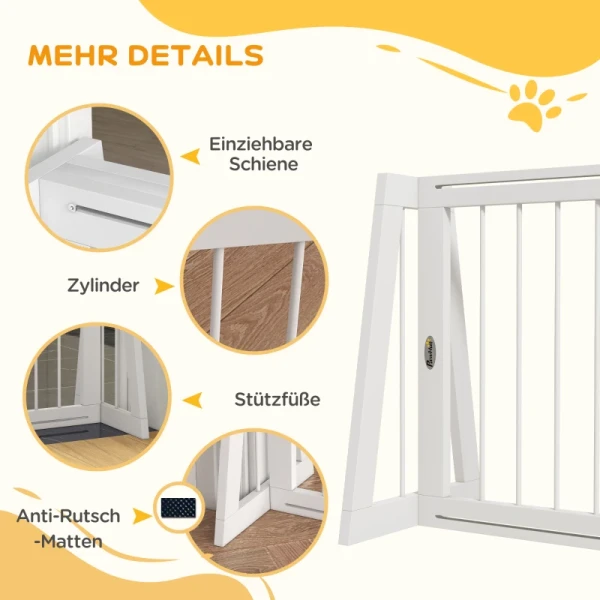 Hondenrek, Antislip, Vrijstaand, Uitschuifbaar, Houten Frame, 71-190x38,5x56cm, Wit 7