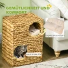 Kattenhuis 2-laags Met 2 Slaapgrotten, Wasbare Kussens, Waterhyacint, 40x31x55 Cm, Lichtbruin 6