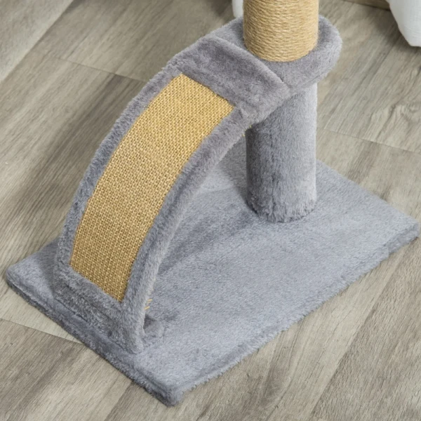 Kattenkrabpaal, Jute Bekleding, Hangende Bal Met Bel, Krabplank, 34L X 24B X 43H Cm, Grijs 9