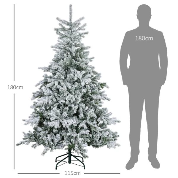 Kerstboom 180 Cm, Met Kunstsneeuw, Vlamvertragend, Snel Op- En Af ​​te Bouwen, Metalen Voet 3