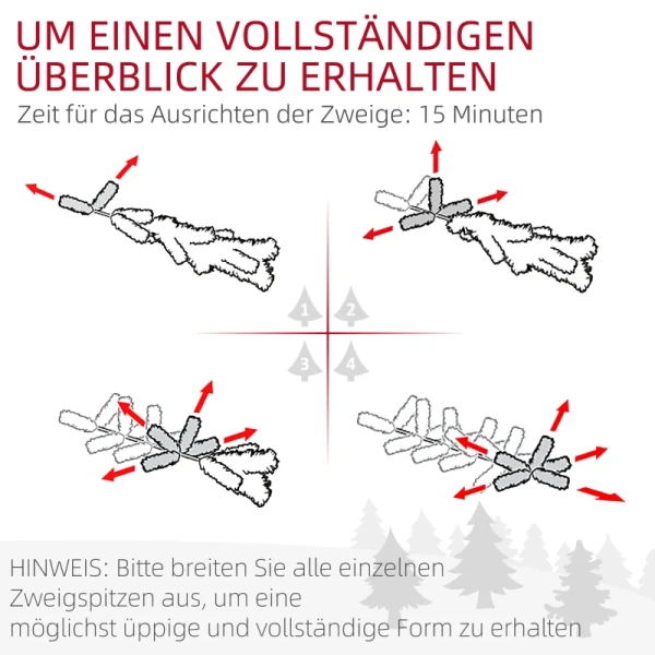 Kerstboom 180 Cm, Met Kunstsneeuw, Vlamvertragend, Snel Op- En Af ​​te Bouwen, Metalen Voet 7