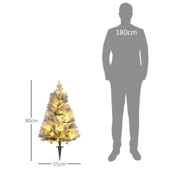 Kerstboom 90cm LED-kerstverlichting Kunstmatige Ketting Vlamvertragend Metalen Basis Groen + Wit 3