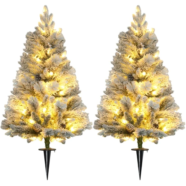 Kerstboom 90cm LED-kerstverlichting Kunstmatige Ketting Vlamvertragend Metalen Basis Groen + Wit 10