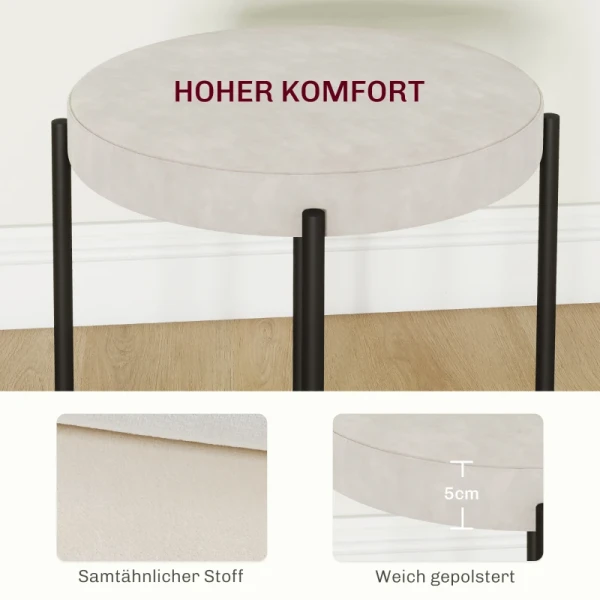 Keukenkruk Set Van 4, Stapelbaar, Fluweellook, Tot 100 Kg, Metalen Frame, 41,5 X 41,5 X 46 Cm, Crèmewit 5