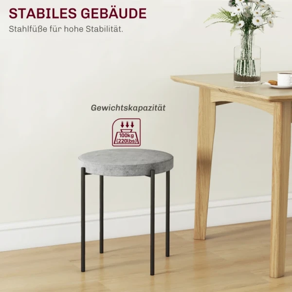 Keukenkruk Set Van 4, Stapelbaar, Fluweellook, Tot 100 Kg, Stalen Frame, 41,5 X 41,5 X 46 Cm, Donkergrijs 4