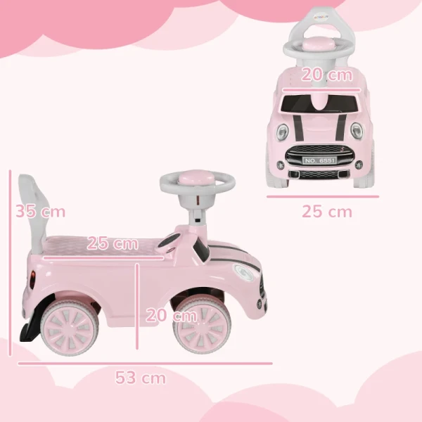 Kinderauto, Kantelbeveiliging, Claxon, Antislipzitje, Kunststof, Roze 3