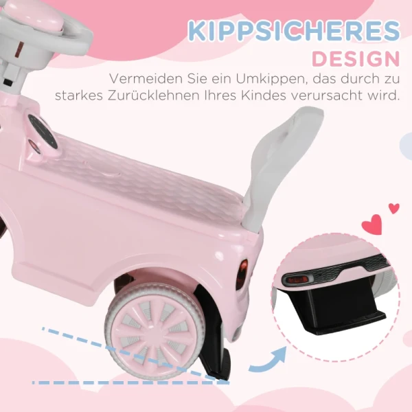 Kinderauto, Kantelbeveiliging, Claxon, Antislipzitje, Kunststof, Roze 4