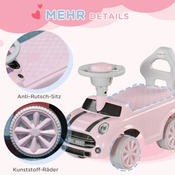 Kinderauto, Kantelbeveiliging, Claxon, Antislipzitje, Kunststof, Roze 7