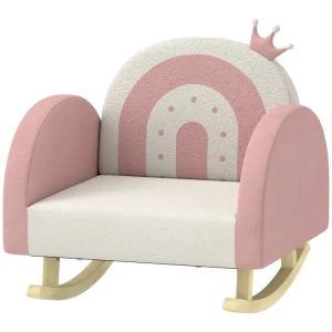 Kinderschommelstoel Kroondecoratie Regenboogpatroon Fluweel Hout 50x47x49cm Roze 1