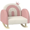 Kinderschommelstoel Kroondecoratie Regenboogpatroon Fluweel Hout 50x47x49cm Roze 6