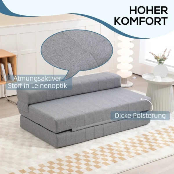 Klapstoel Met Bedfunctie, Logeerbed, Opvouwbaar, Tot 250 Kg, 138x80x50 Cm, Grijs 5