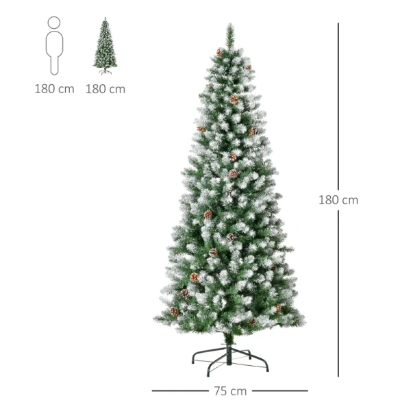 Kunstkerstboom, 630 Takken, 37 Kegels, Besneeuwde Punten, Vuurvast, 180 Cm 3