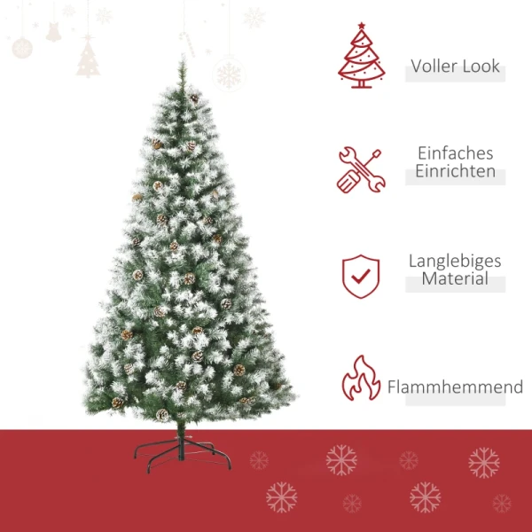 Kunstkerstboom, 800 Takken, 61 Kegels, Besneeuwde Punten, Vuurvast, 180 Cm 4