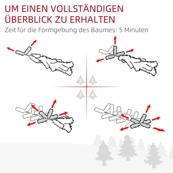 Kunstkerstboom, 86 Takken, 50 Warmwitte LED's, Sneeuwpunten, Vuurvast, 0,6 M 6