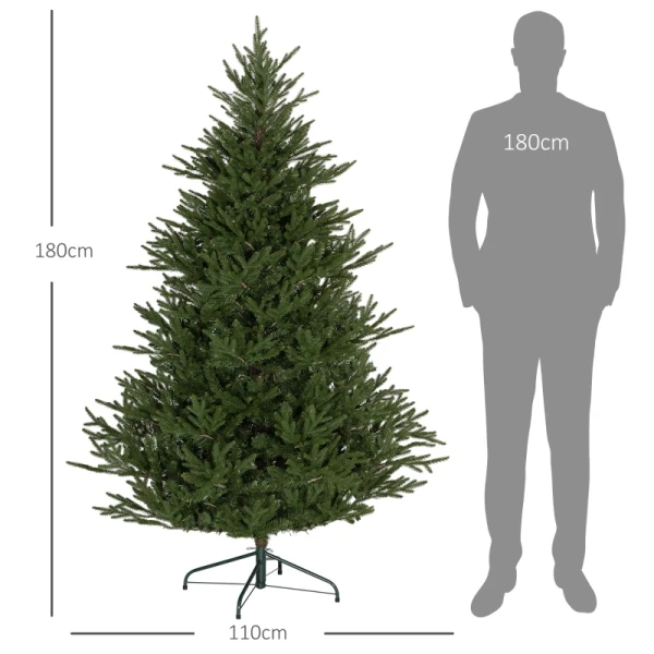 Kunstkerstboom, Kerstboom Van 180 Cm Met 2380 Punten, Metalen Standaard, Groen 3