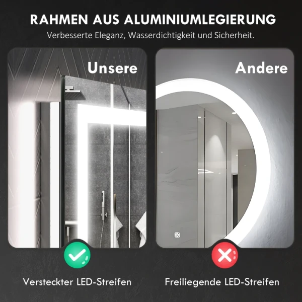 LED-badkamerspiegel, Voor- En Achterverlichting, Smart Touch, Ontwaseming, 80x60 Cm 7