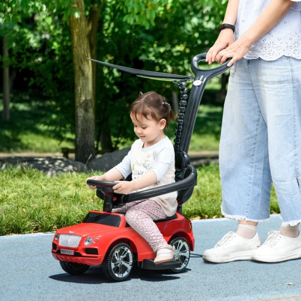 Loopauto Met Duwbeugel 3-in-1 Loopauto Met Afneembaar Dak Rood 2