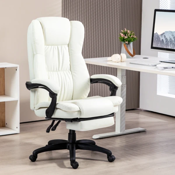 Massagebrosessel, Ergonomisch, 6 Trilpunten, 5 Standen, 135 Ligfunctie, Kunstleer, Crème 2