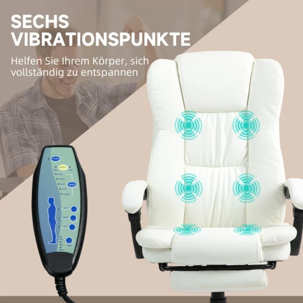 Massagebrosessel, Ergonomisch, 6 Trilpunten, 5 Standen, 135 Ligfunctie, Kunstleer, Crème 4