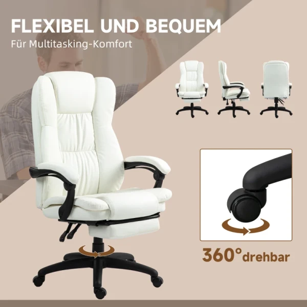 Massagebrosessel, Ergonomisch, 6 Trilpunten, 5 Standen, 135 Ligfunctie, Kunstleer, Crème 7