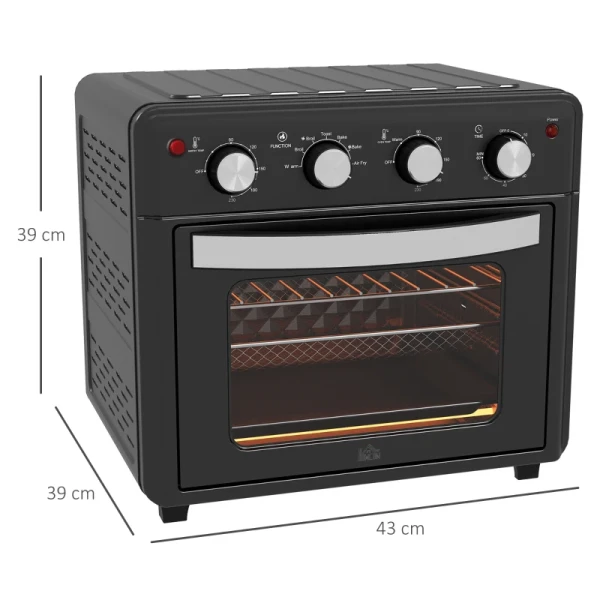 Mini-oven, Heteluchtfriteuse, 90-230 C, 7 Programma's, Accessoires, Zwart 3